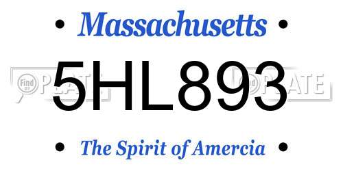 5HL893 Massachusetts License Plate