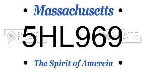 5HL969 Massachusetts License Plate