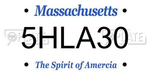 5HLA30 Massachusetts License Plate