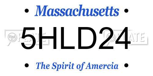 5HLD24 Massachusetts License Plate