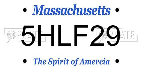 5HLF29 Massachusetts License Plate