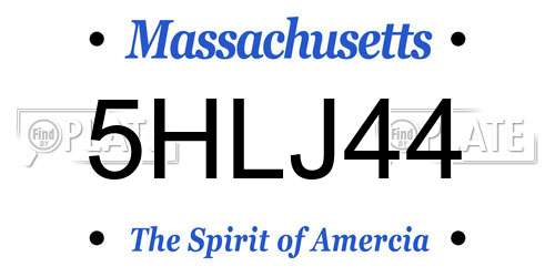 5HLJ44 Massachusetts License Plate