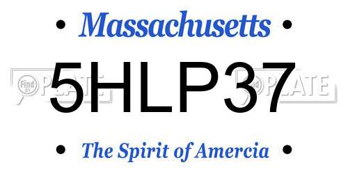 5HLP37 Massachusetts License Plate