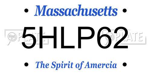5HLP62 Massachusetts License Plate