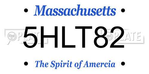 5HLT82 Massachusetts License Plate