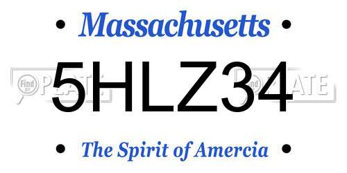 5HLZ34 Massachusetts License Plate
