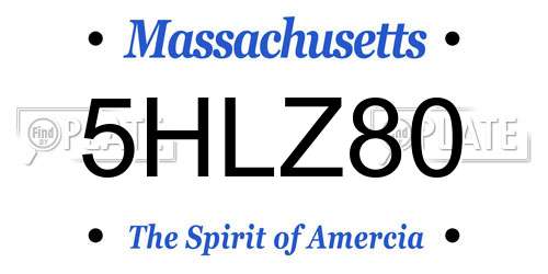 5HLZ80 Massachusetts License Plate