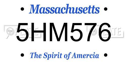5HM576 Massachusetts License Plate