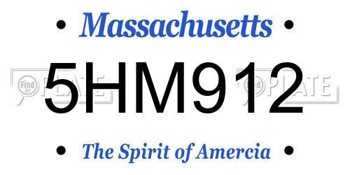 5HM912 Massachusetts License Plate
