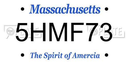 5HMF73 Massachusetts License Plate