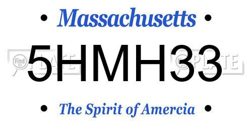 5HMH33 Massachusetts License Plate