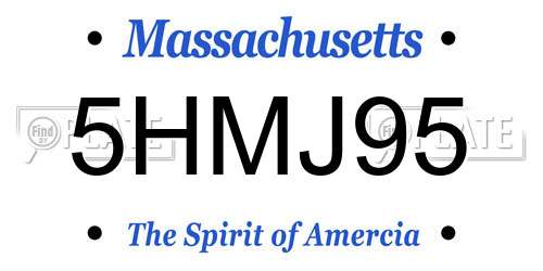 5HMJ95 Massachusetts License Plate
