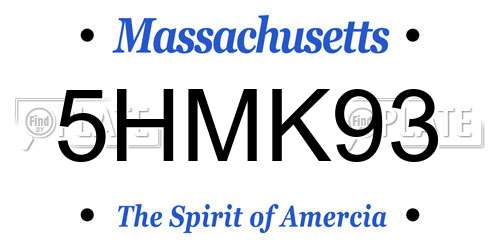 5HMK93 Massachusetts License Plate