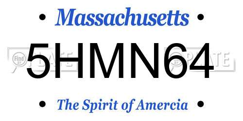 5HMN64 Massachusetts License Plate