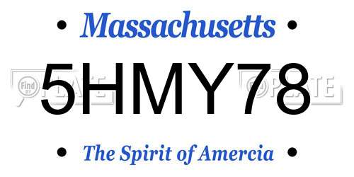 5HMY78 Massachusetts License Plate