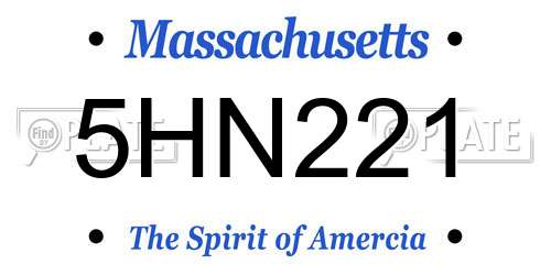 5HN221 Massachusetts License Plate
