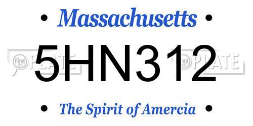 5HN312 Massachusetts License Plate