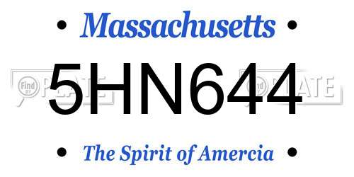5HN644 Massachusetts License Plate