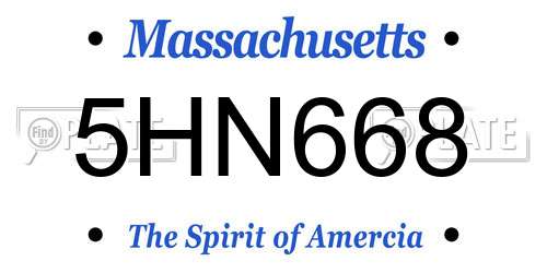 5HN668 Massachusetts License Plate