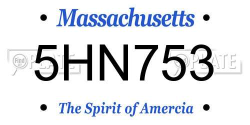 5HN753 Massachusetts License Plate