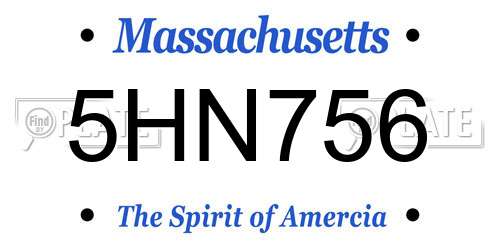 5HN756 Massachusetts License Plate