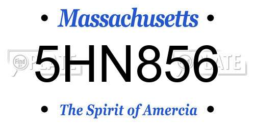 5HN856 Massachusetts License Plate