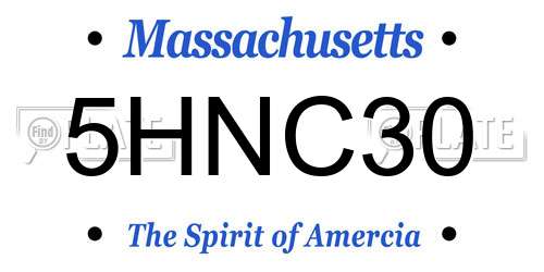 5HNC30 Massachusetts License Plate