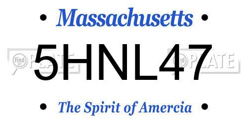 5HNL47 Massachusetts License Plate