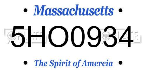 5HO0934 Massachusetts License Plate