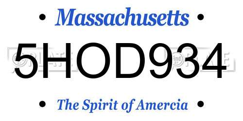 5HOD934 Massachusetts License Plate