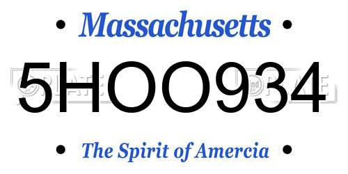 5HOO934 Massachusetts License Plate