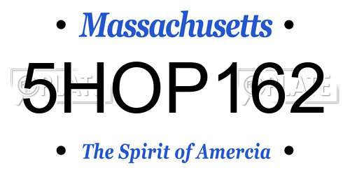5HOP162 Massachusetts License Plate