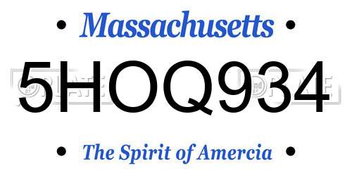 5HOQ934 Massachusetts License Plate