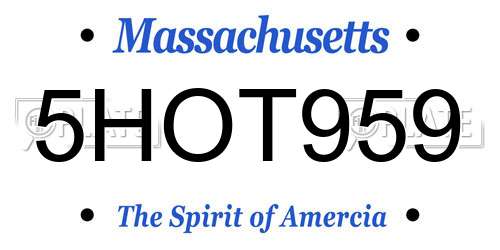 5HOT959 Massachusetts License Plate