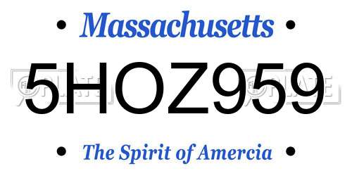 5HOZ959 Massachusetts License Plate