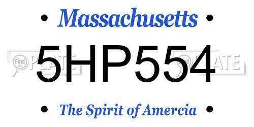 5HP554 Massachusetts License Plate