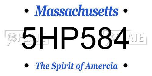 5HP584 Massachusetts License Plate