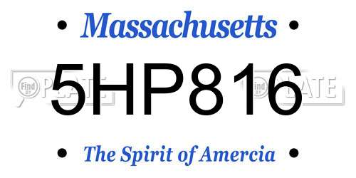 5HP816 Massachusetts License Plate