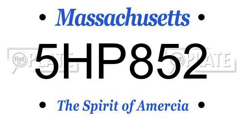 5HP852 Massachusetts License Plate