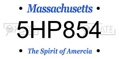 5HP854 Massachusetts License Plate