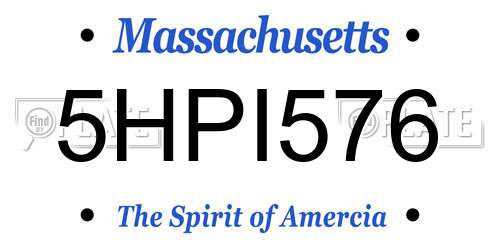 5HPI576 Massachusetts License Plate