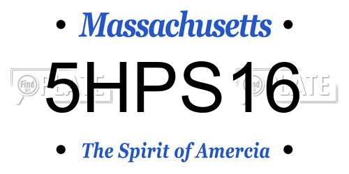 5HPS16 Massachusetts License Plate