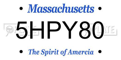 5HPY80 Massachusetts License Plate