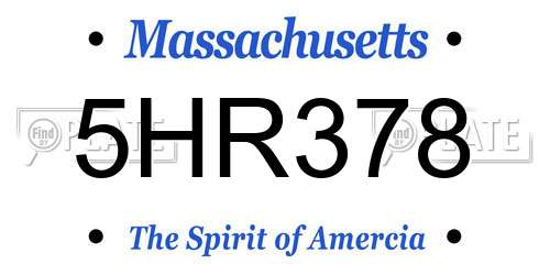 5HR378 Massachusetts License Plate