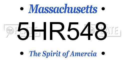 5HR548 Massachusetts License Plate