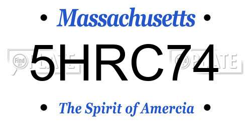 5HRC74 Massachusetts License Plate
