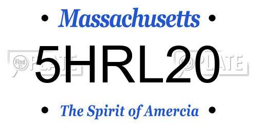 5HRL20 Massachusetts License Plate