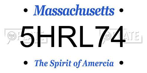5HRL74 Massachusetts License Plate