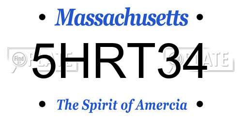 5HRT34 Massachusetts License Plate