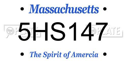 5HS147 Massachusetts License Plate